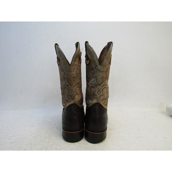 Boulet Mens Size 8.5 E Beige Brown Leather Buckaroo Western Cowboy Boots